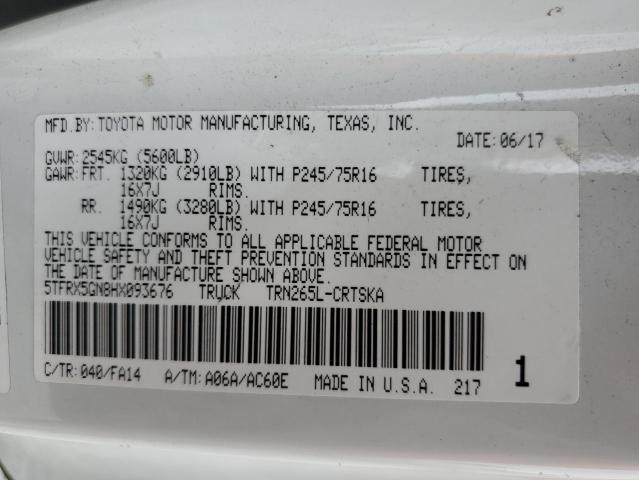 5TFRX5GN8HX093676 - 2017 TOYOTA TACOMA ACCESS CAB თეთრი ფოტო 12