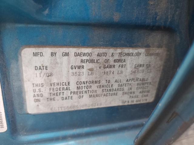 KL1TD56E59B626248 - 2009 CHEVROLET AVEO LS Mavi foto 12