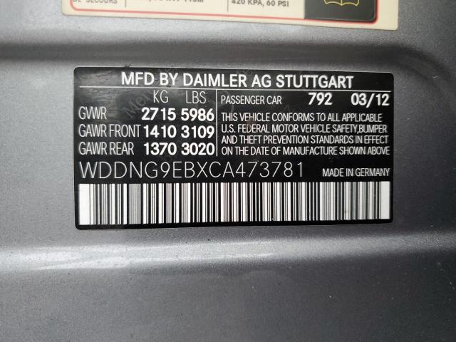 WDDNG9EBXCA473781 - 2012 MERCEDES-BENZ S 550 4MATIC GRAY photo 12