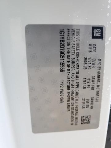 1G1YB2D79G5115556 - 2016 CHEVROLET CORVETTE STINGRAY 1LT WHITE photo 12