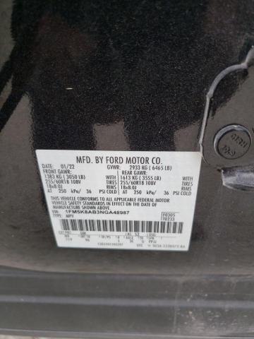 1FM5K8AB3NGA48987 - 2022 FORD EXPLORER POLICE INTERCEPTOR 黑色 照片 12