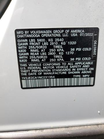 1V2JE2CA1NC231354 - 2022 VOLKSWAGEN ATLAS CROS SE Ağ foto 13