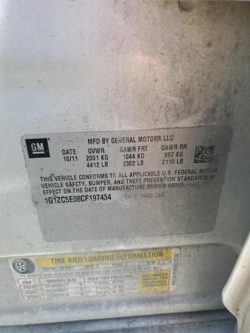 1G1ZC5E08CF197434 - 2012 CHEVROLET MALIBU 1LT 银色 照片 12