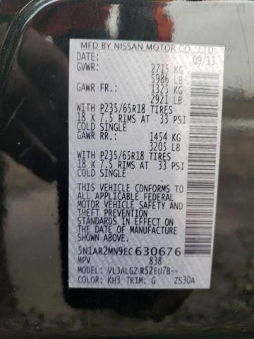 5N1AR2MN9EC630676 - 2014 NISSAN PATHFINDER S BLACK photo 13