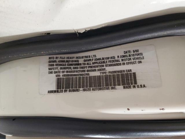 4S3BH806637604765 - 2003 SUBARU LEGACY OUTBACK H6 3.0 LL BEAN WHITE photo 13