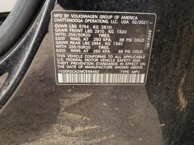 1V2ER2CA2MC568457 - 2021 VOLKSWAGEN ATLAS SEL BLACK photo 12