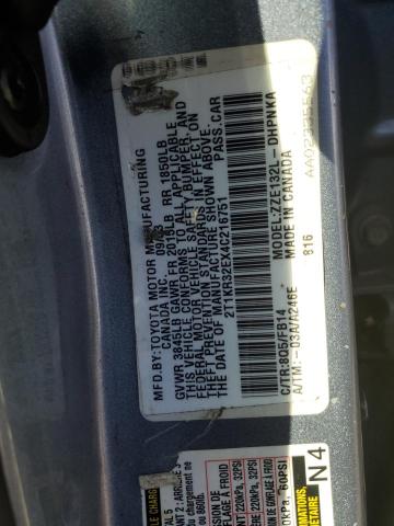 2T1KR32EX4C216751 - 2004 TOYOTA COROLLA MA XR BLUE photo 12