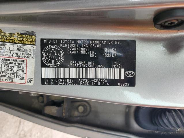 4T1BE32K75U609656 - 2005 TOYOTA CAMRY LE GRAY photo 12