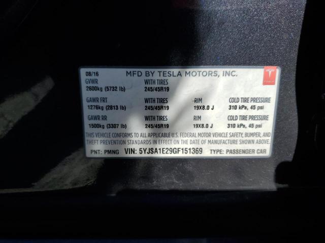 5YJSA1E29GF151369 - 2016 TESLA MODEL S Մոխրագույն լուսանկար 12