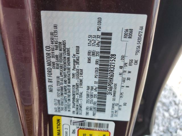 3FA6P0HR6DR321528 - 2013 FORD FUSION SE მუქწითელი ფოტო 13