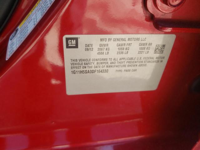 1G11H5SA0DF164330 - 2013 CHEVROLET MALIBU LTZ წითელი ფოტო 12