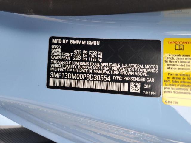 3MF13DM00P8D30554 - 2023 BMW M2 BLUE photo 13