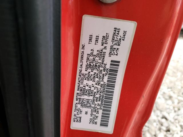 5TESN92N91Z852937 - 2001 TOYOTA TACOMA XTRACAB PRERUNNER წითელი ფოტო 12