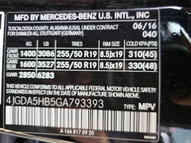 4JGDA5HB5GA793393 - 2016 MERCEDES-BENZ GLE 350 4MATIC BLACK photo 12