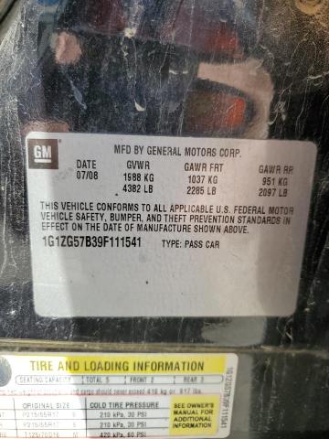 1G1ZG57B39F111541 - 2009 CHEVROLET MALIBU LS BLACK photo 12