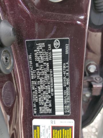 4T1BK1EB3DU010101 - 2013 TOYOTA AVALON BASE BURGUNDY photo 13