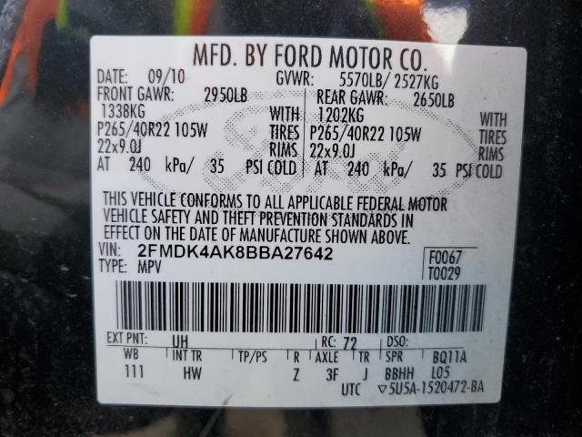 2FMDK4AK8BBA27642 - 2011 FORD EDGE SPORT BLACK photo 14