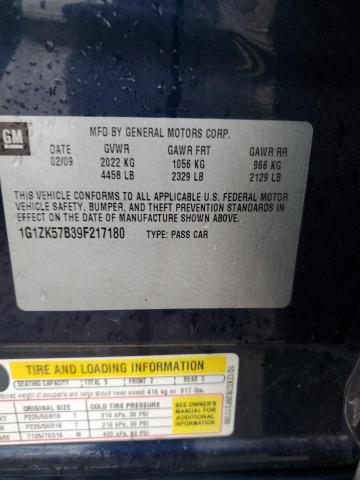 1G1ZK57B39F217180 - 2009 CHEVROLET MALIBU LTZ ლურჯი ფოტო 12