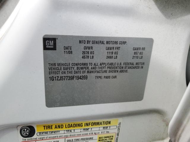 1G1ZJ57739F194269 - 2009 CHEVROLET MALIBU LS1 2LT WHITE photo 12