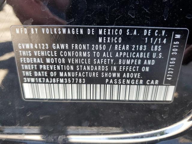 3VW1K7AJ8FM357783 - 2015 VOLKSWAGEN JETTA BASE 黑色 照片 12