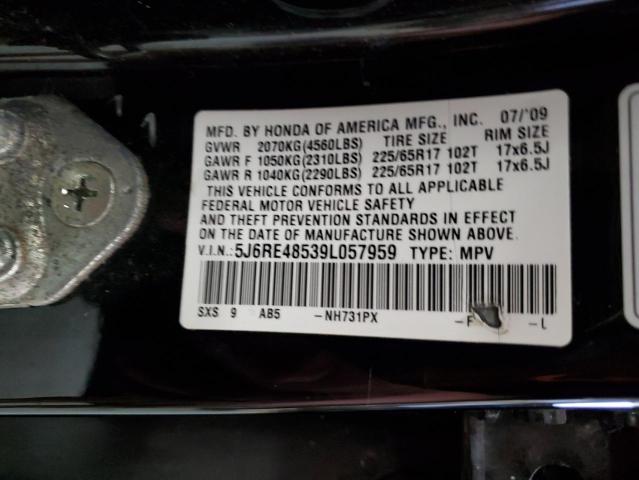 5J6RE48539L057959 - 2009 HONDA CR-V EX BLACK photo 13