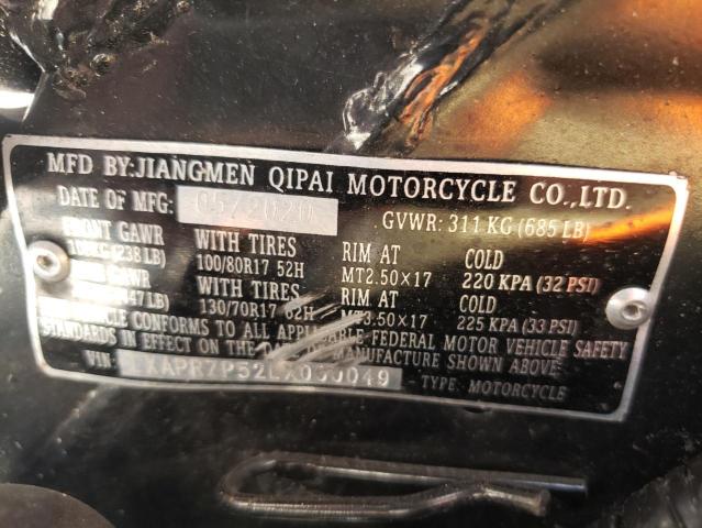 LXAPRZP52LX000049 - 2020 QIPA MOTORCYCLE BLACK photo 10