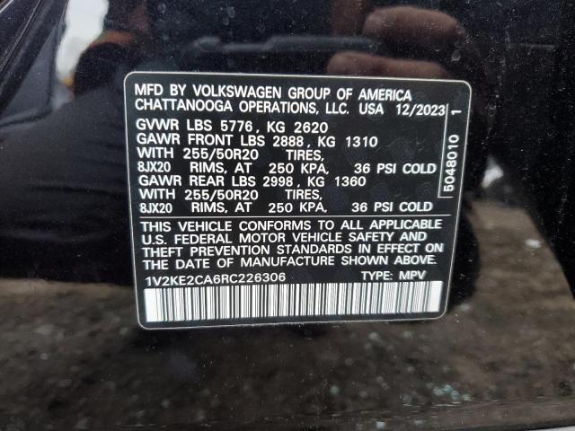 1V2KE2CA6RC226306 - 2024 VOLKSWAGEN ATLAS CROS SE BLACK photo 14