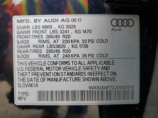 WA1VAAF72JD003919 - 2018 AUDI Q7 PRESTIGE 黑色 照片 13