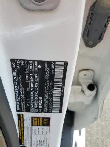 4JGDA5HB1FA601935 - 2015 MERCEDES-BENZ ML 350 4MATIC WHITE photo 13