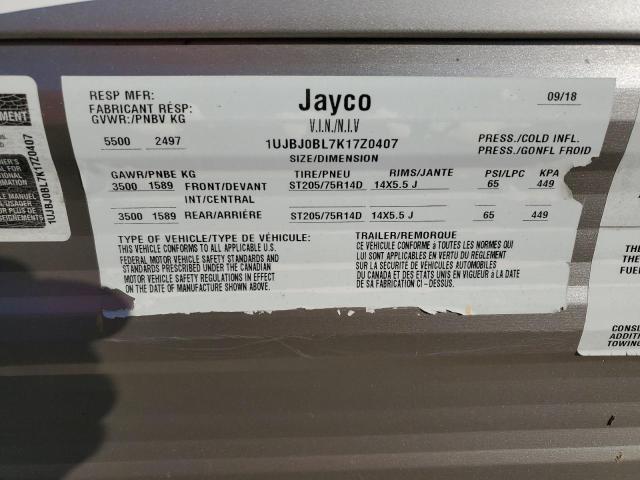 1UJBJ0BL7K17Z0407 - 2019 JAYCO TRVL TRL TWO TONE photo 10