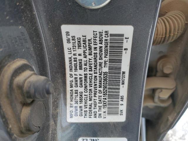 19XFA16529E036535 - 2009 HONDA CIVIC LX GRAY photo 12