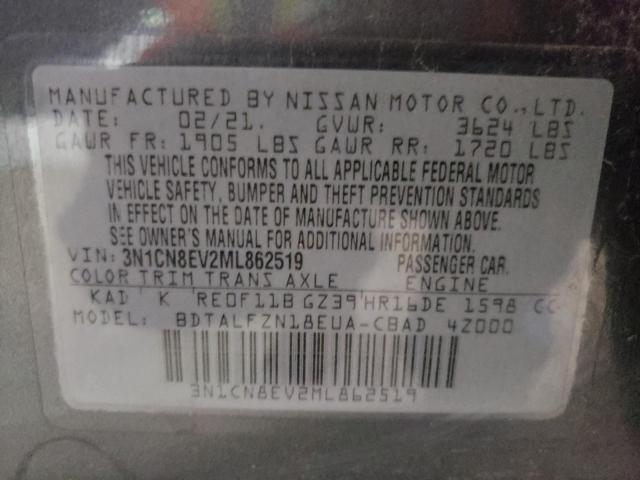 3N1CN8EV2ML862519 - 2021 NISSAN VERSA SV GRAY photo 12