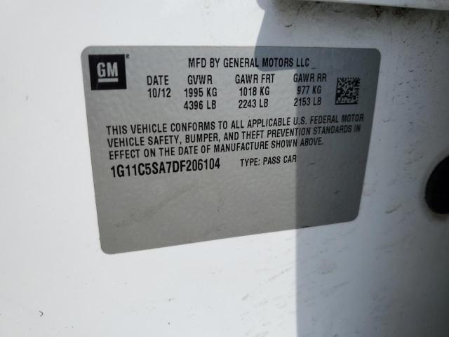 1G11C5SA7DF206104 - 2013 CHEVROLET MALIBU 1LT WHITE photo 12