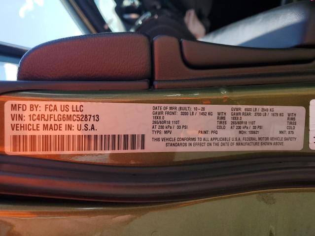 1C4RJFLG6MC528713 - 2021 JEEP GRAND CHER TRAILHAWK 绿色 照片 14