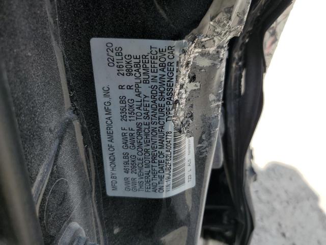 19UUB2F62LA004778 - 2020 ACURA TLX TECHNOLOGY BLACK photo 12