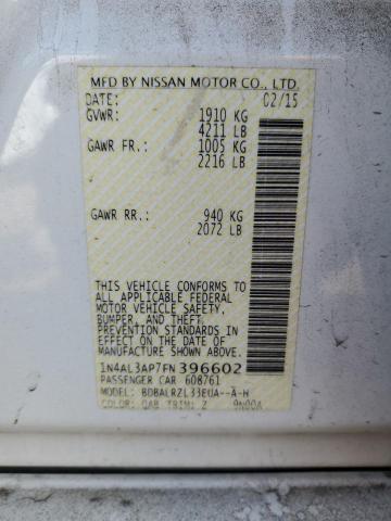 1N4AL3AP7FN396602 - 2015 NISSAN ALTIMA 2.5 WHITE photo 13