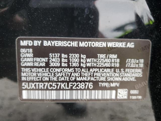 5UXTR7C57KLF23876 - 2019 BMW X3 SDRIVE30I BLACK photo 14