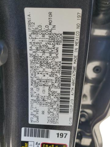 3TMJU4GN4DM139536 - 2013 TOYOTA TACOMA DOUBLE CAB PRERUNNER GRAY photo 12