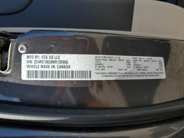 2C4RC1BG8NR135965 - 2022 CHRYSLER PACIFICA TOURING L GRAY photo 13