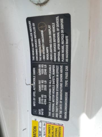 W04WJ3N50KG365330 - 2019 BUICK CASCADA SPORT TOURING WHITE photo 13