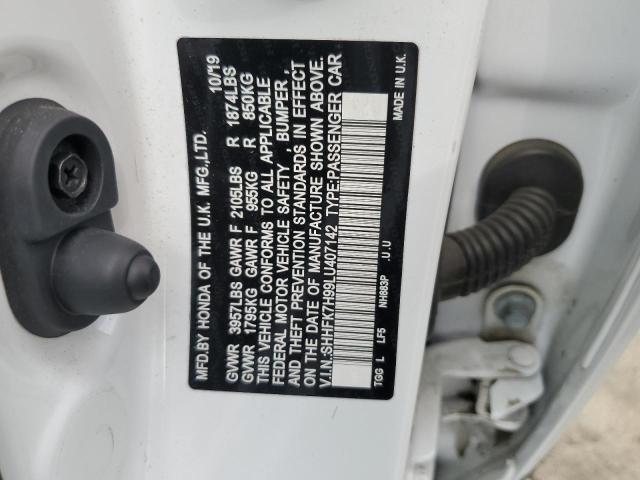 SHHFK7H99LU407142 - 2020 HONDA CIVIC SPORT TOURING WHITE photo 12