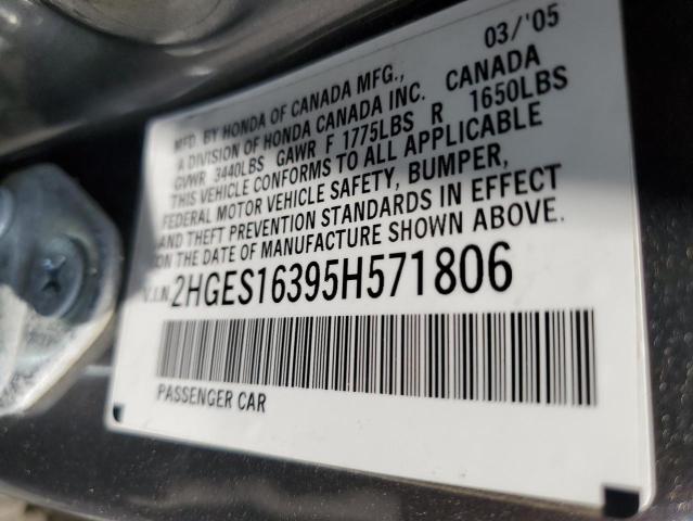 2HGES16395H571806 - 2005 HONDA CIVIC DX VP Boz foto 12