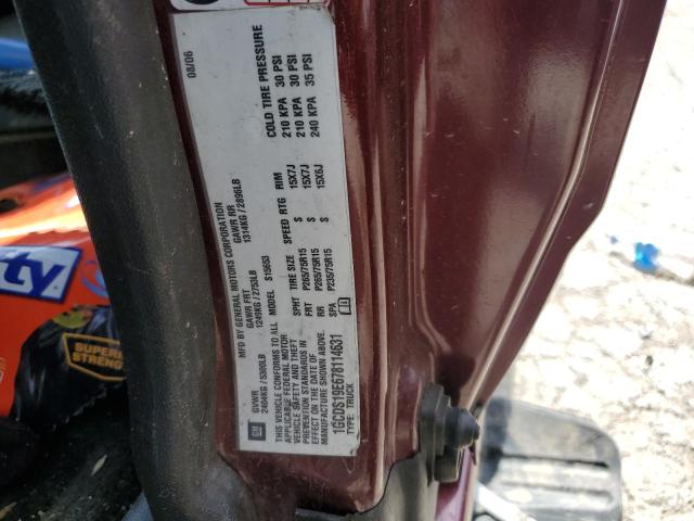 1GCDS19E678114631 - 2007 CHEVROLET COLORADO BURGUNDY photo 12
