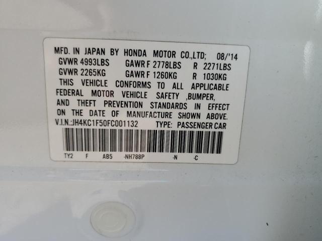 JH4KC1F50FC001132 - 2015 ACURA RLX TECH WHITE photo 12