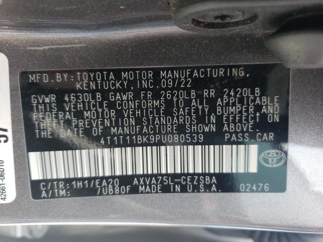 4T1T11BK9PU080539 - 2023 TOYOTA CAMRY SE NIGHT SHADE GRAY photo 12