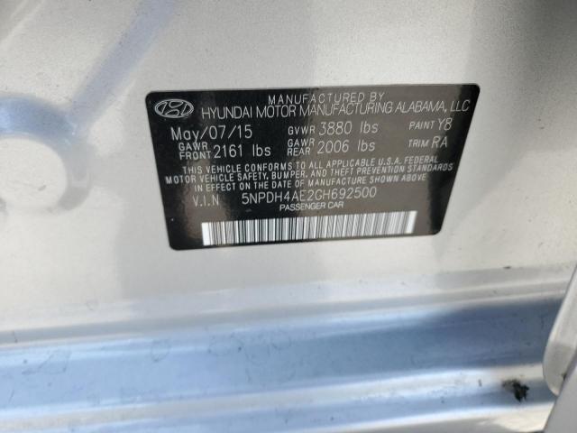 5NPDH4AE2GH692500 - 2016 HYUNDAI ELANTRA SE SILVER photo 12