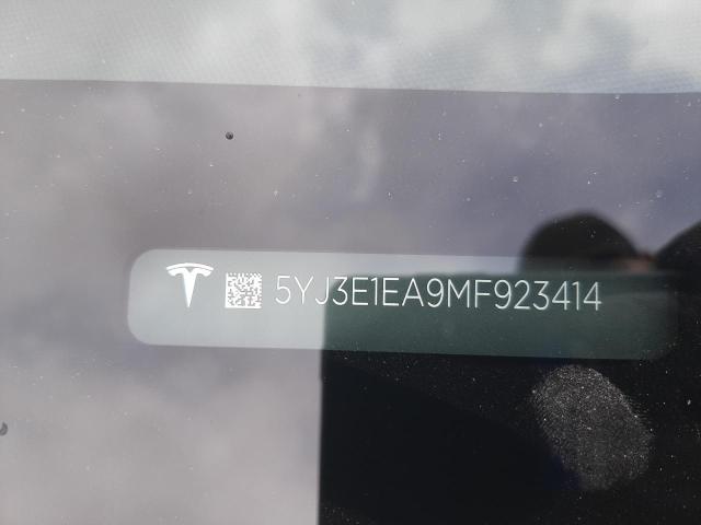 5YJ3E1EA9MF923414 - 2021 TESLA MODEL 3 WHITE photo 12