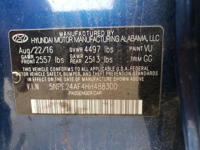 5NPE24AF4HH488300 - 2017 HYUNDAI SONATA SE BLUE photo 13