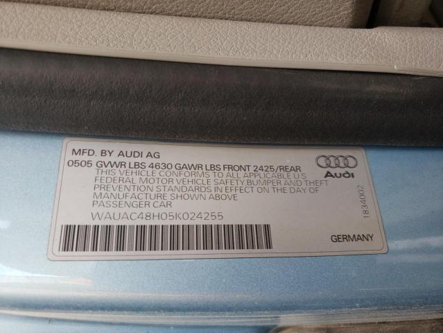 WAUAC48H05K024255 - 2005 AUDI A4 1.8 CABRIOLET BLUE photo 12