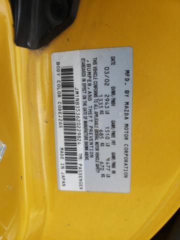 JM1NB353620229824 - 2002 MAZDA MX-5 MIATA BASE YELLOW photo 10
